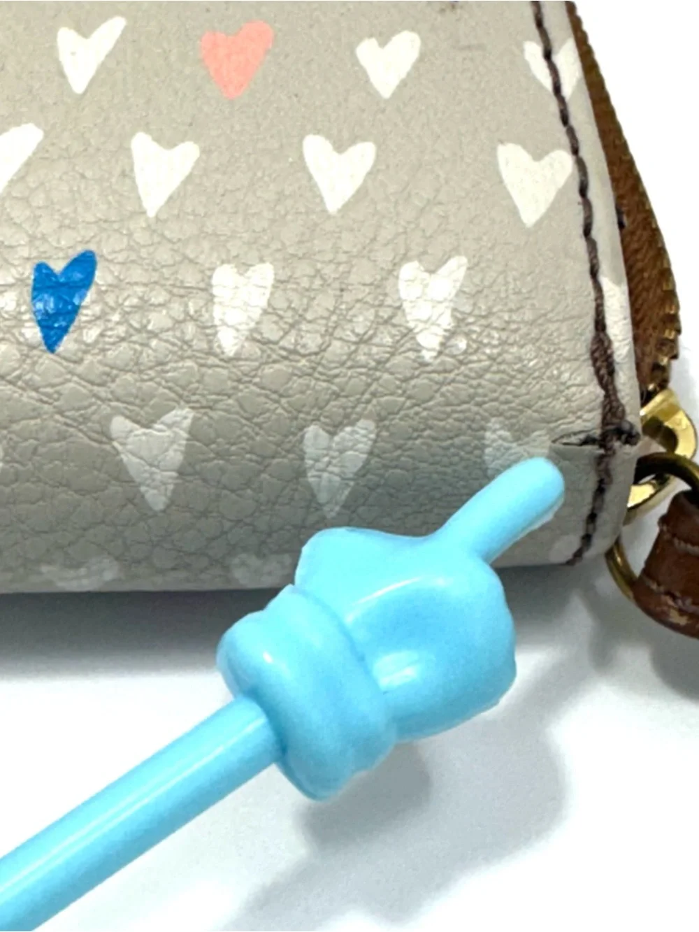 Fossil Madison Multicolor Heart-Pattern Zip Clutch, Leather Snap Tab & Strap